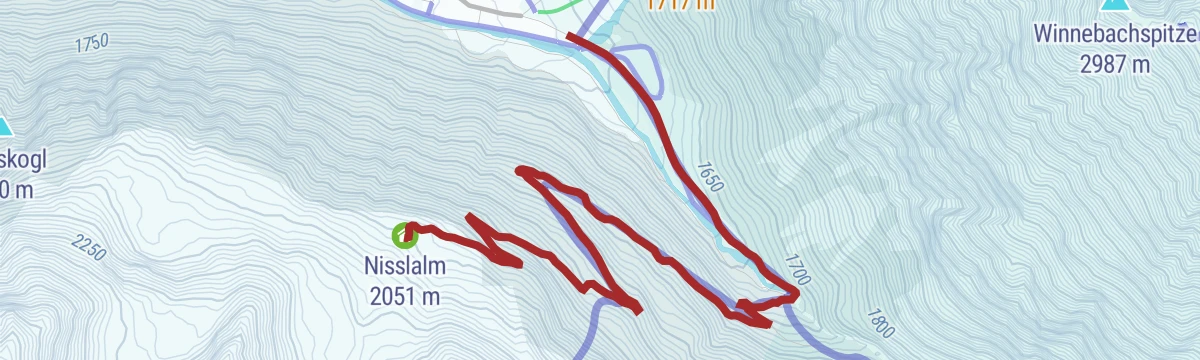 Route map: Skitour Nisslalm - Längenfeld/Gries